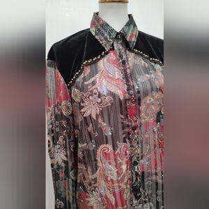 SHEER PAISLEY WESTERN STYLE BLOUSE